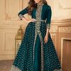 Teal Blue Anarkali Suit With Narzling Duptta